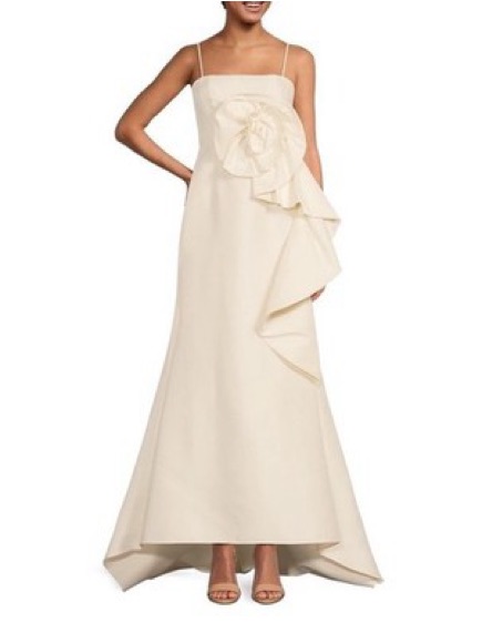 Muse Ivory Spaghetti-Strap Gown With Side Rosette